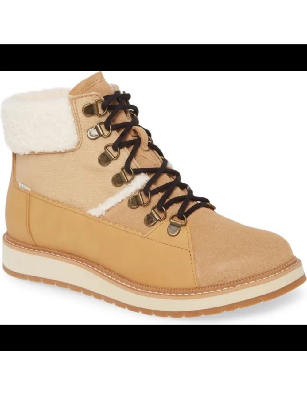 Toms Women's Tan Lace-Up Sherpa Trim Boot